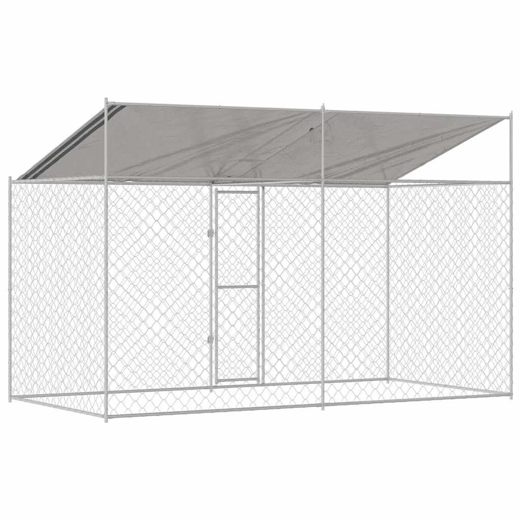Gabbia per Cani da Esterno in Acciaio zincato Argento 400 x 200 x 256 cm
