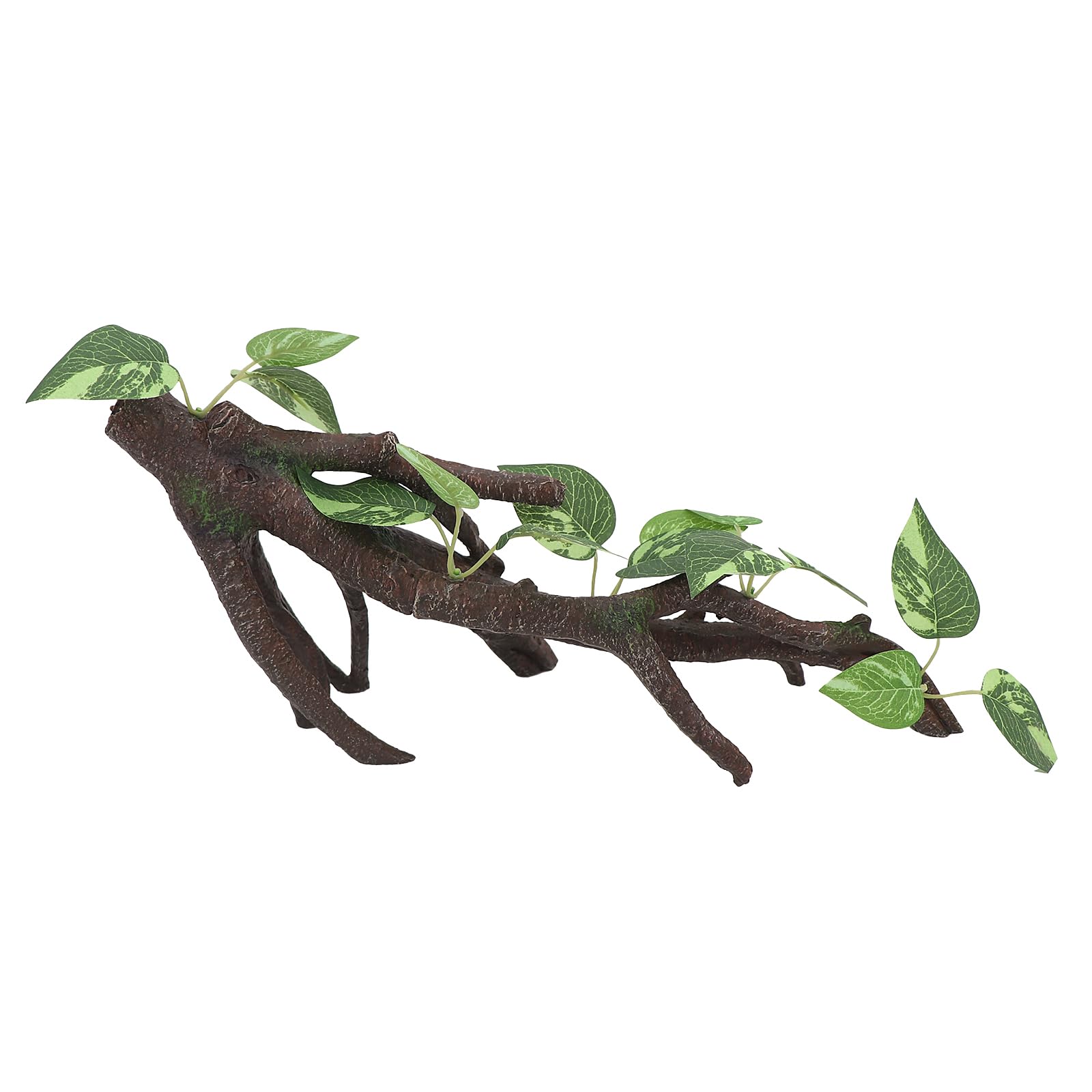 AQUA KT Rama trepadora de reptiles, tronco de árbol con hojas para lagarto, dragón barbudo, serpiente, geco, leopardo, camaleón, rana, escalada, terrario, decoración de hábitat