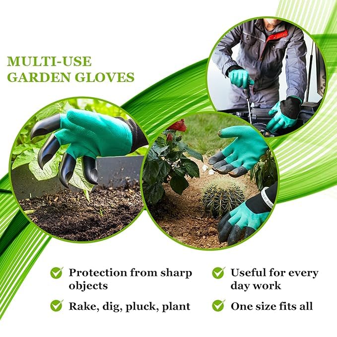 Image of Garden Art Multipurpose Gloves| Cut-Resistant Gloves, Rubber Coated, Comfortable For Wood Working, Construction Work, Electric Welding and Other Activites (With 2 Hand Claws)