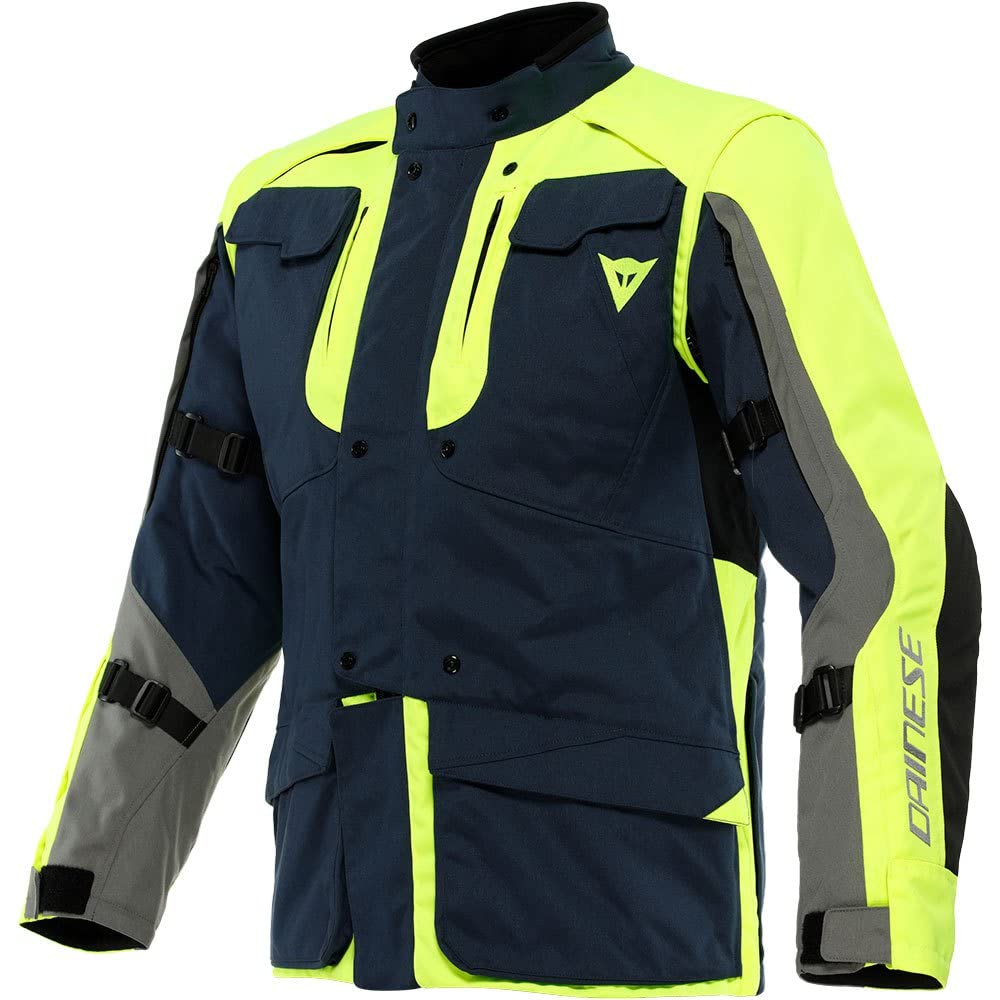 Dainese Alligator Tex Giacca tessile moto, blu scuro/giallo, 48