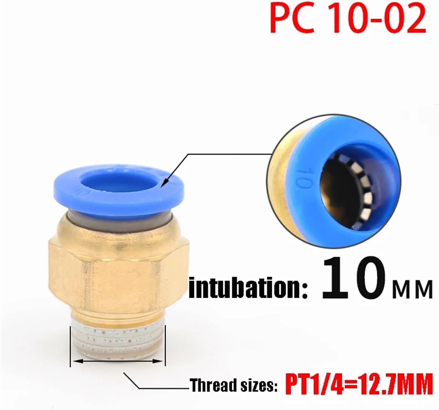 50PCS PC Pneumatic Fitting Air Connector Quick Connecors Fitttings PC4-M5 PC4-01 PC6-01 PC6-02 1/8" 1/4" 3/8" 1/2" Male Thread(PC10-02-50PCS)