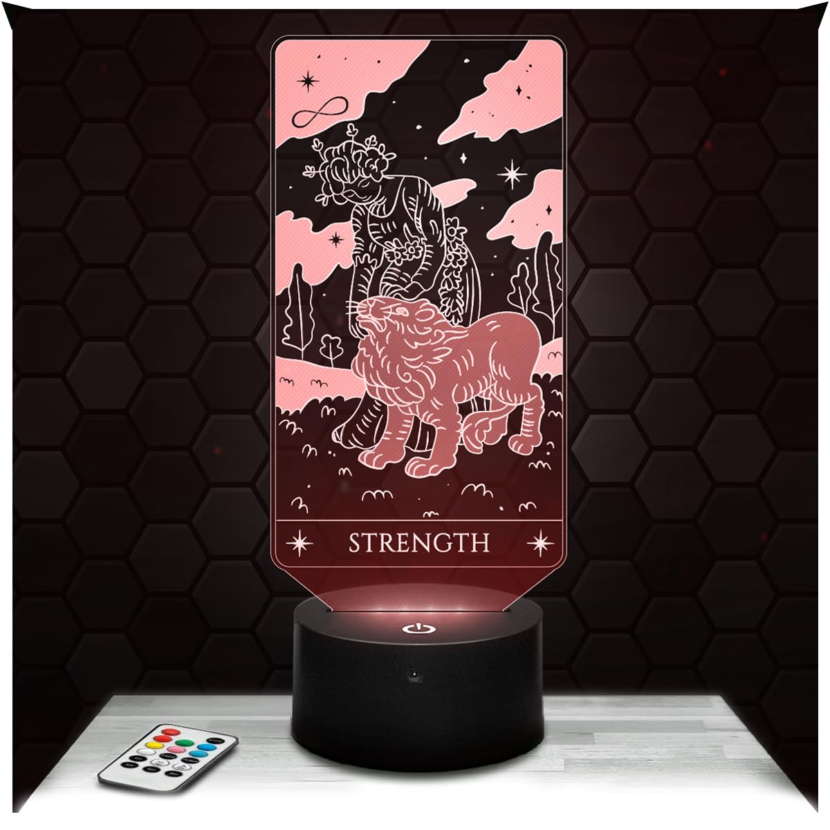 Lampephoto.fr - Force Arcane Tarot Decoration Card Clairvoyance Cartomancy Oracle, Gift idea for Men and Women, Tarot, Adult Night Light, Bedroom Decoration. Original Christmas, Gift idea for Women