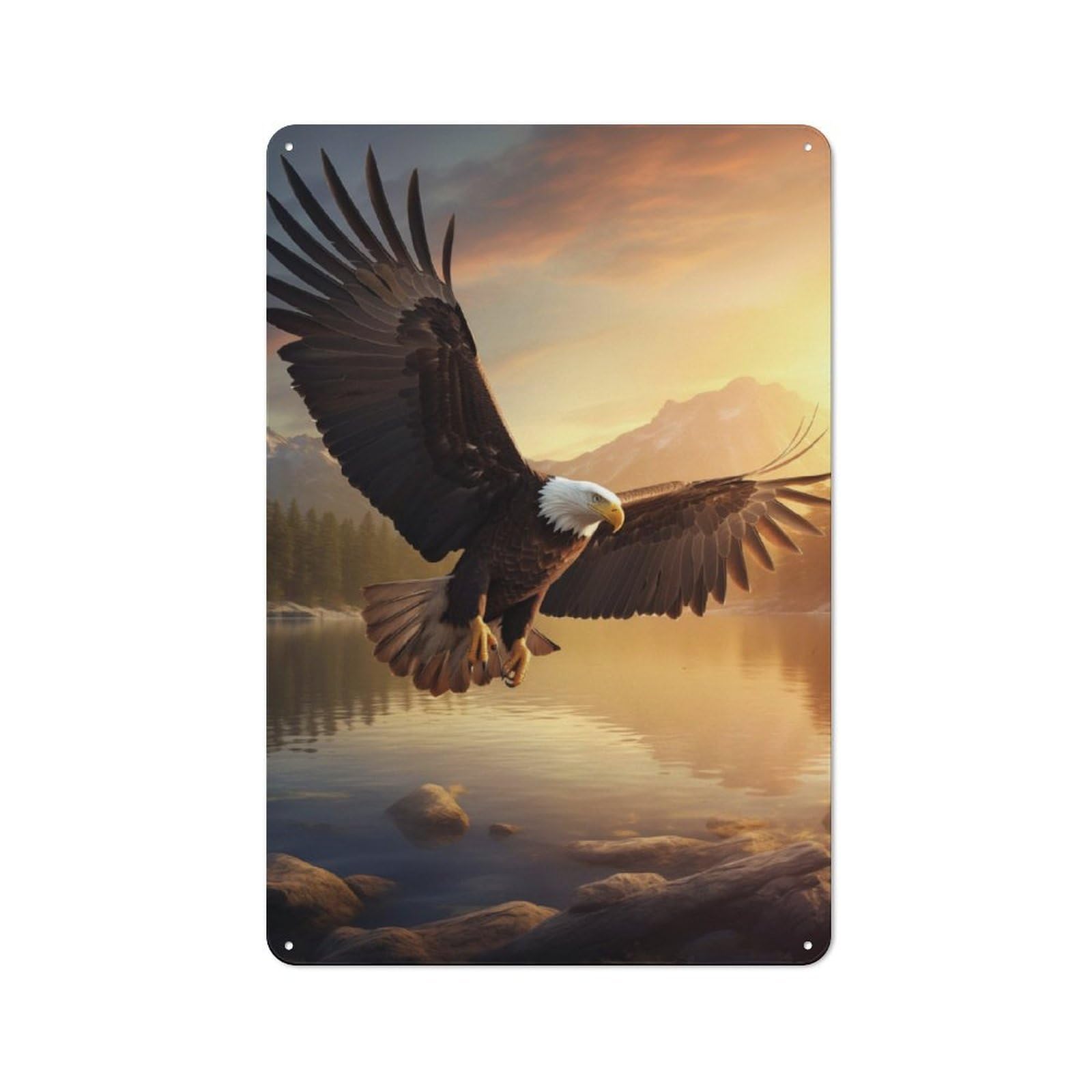 Junmoney Eagle Flying Sea Metal Wall Sign 30X20cm Featuring For Pub Or Café, For Pub Decor Enthusiasts, For Retro Home Interiors
