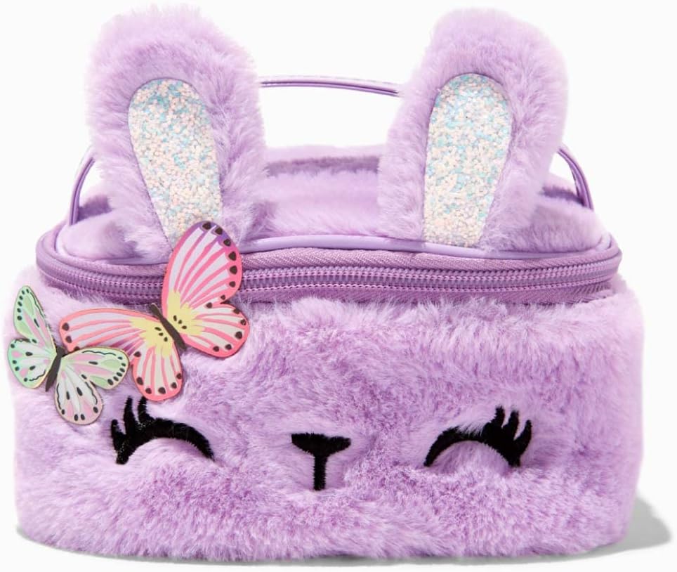 Furry Purple Bunny Makeup Bag