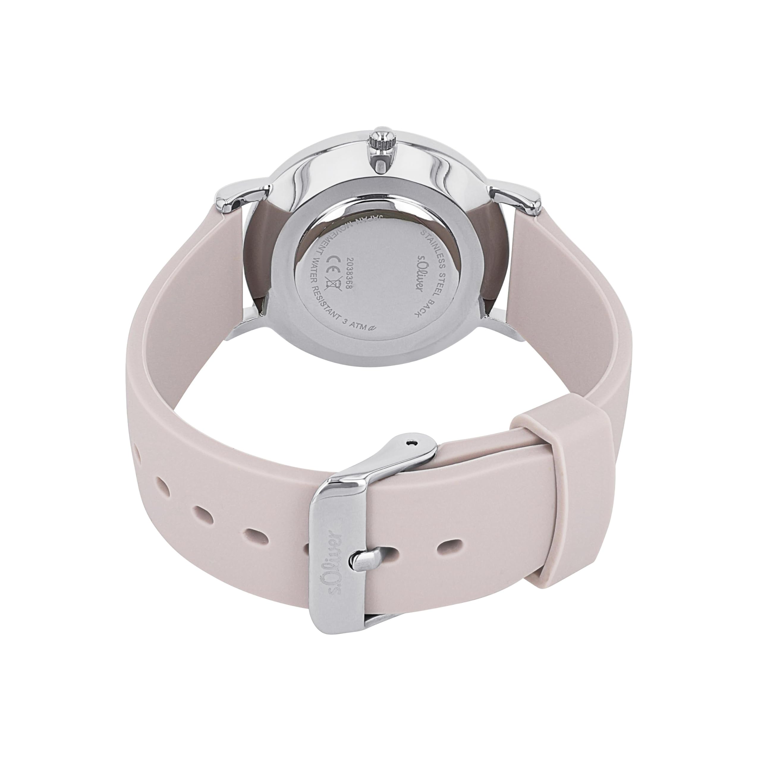s.Oliver Armbanduhr Damen Quarzuhr Analog, mit Silikon Armband, Silber, 3 bar Wasserdicht, Kommt in Uhren Geschenk Box