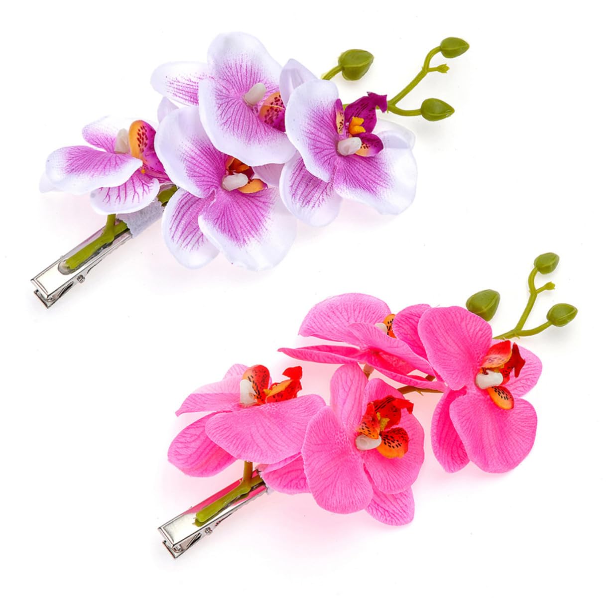 TOYANDONA Pince à Cheveux Orchidée Phalaenopsis Couleur Aléatoire en Tissu et Métal 4 Pièces Accessoires Décoratifs pour Filles et Femmes pour Mariage et Fête Musicale