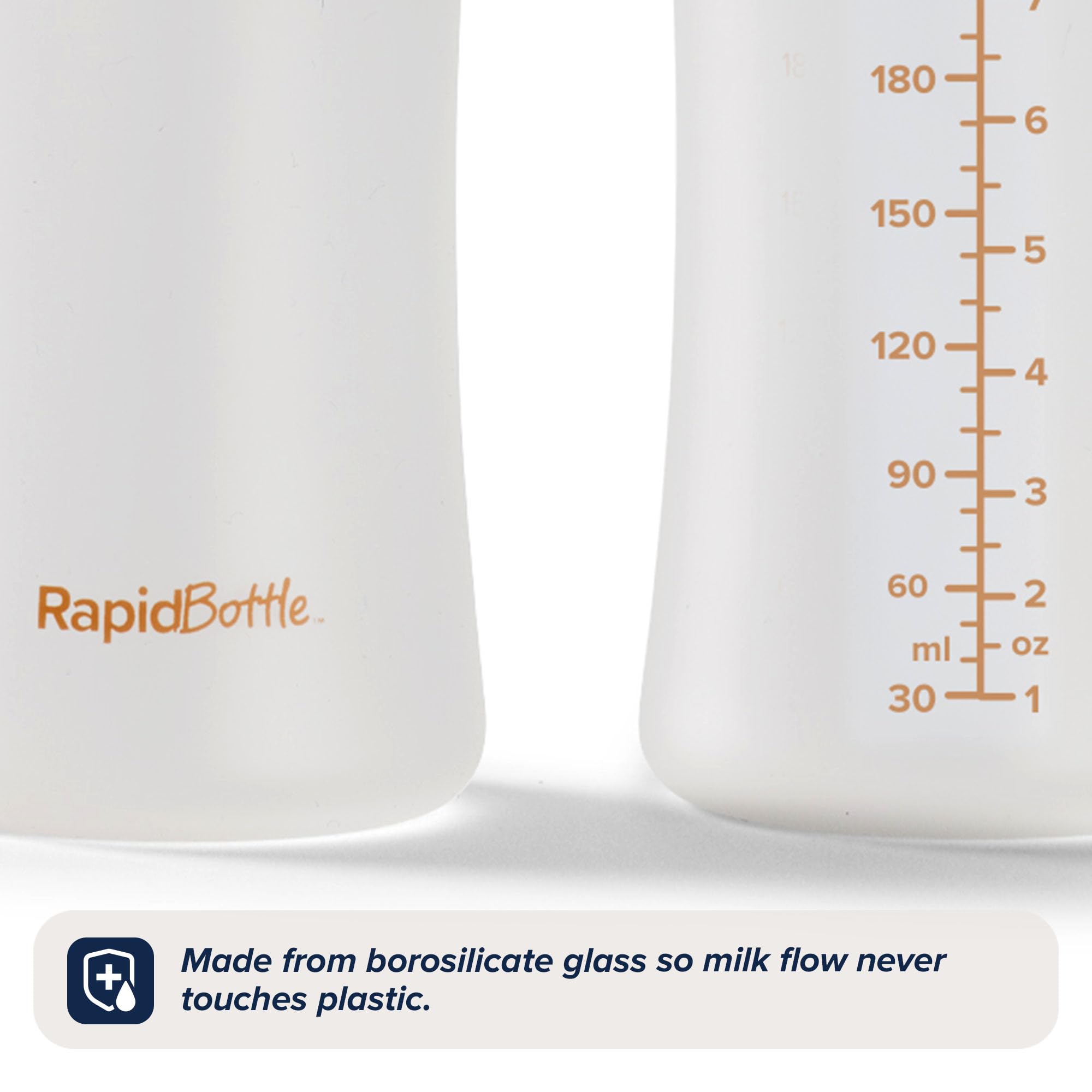Nuby RapidBottle - Confezione da 2 biberon in vetro anti-coliche, con tettarella in silicone rivestito in silicone, alimentazione rapida, senza microplastiche, sterilizzazione rapida, 255 ml, colore