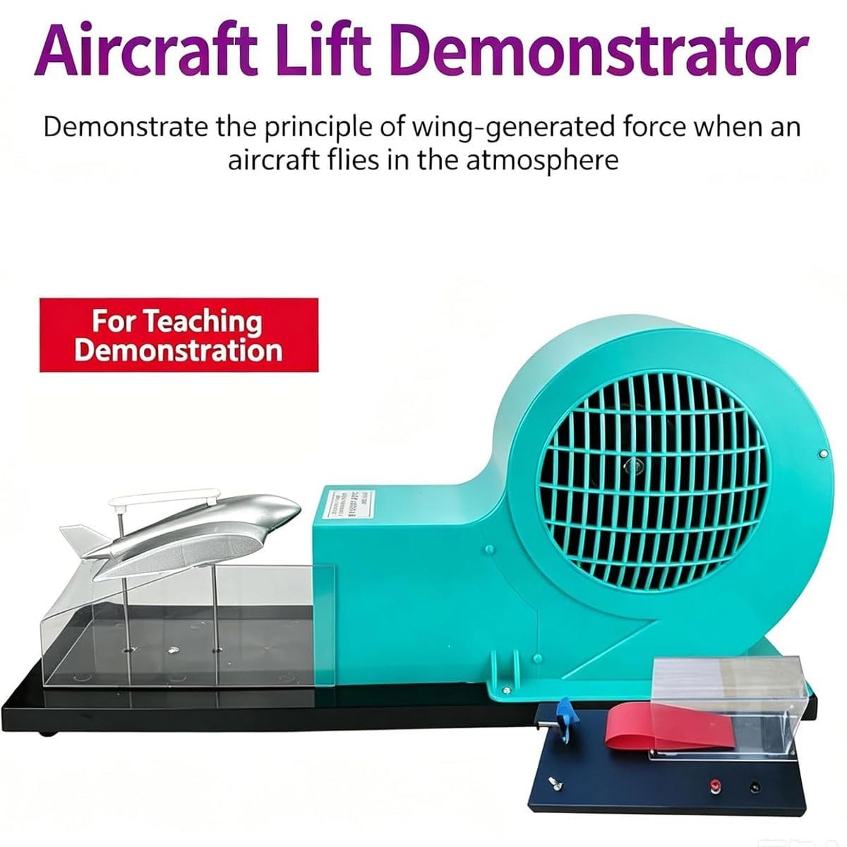 Flugzeug-Auftriebsdemonstrator, Desktop-Windkanal-Physik-Experimentmodell, abnehmbares Tragflügelmuster für den naturwissenschaftlichen Unterricht im Klassenzimmer
