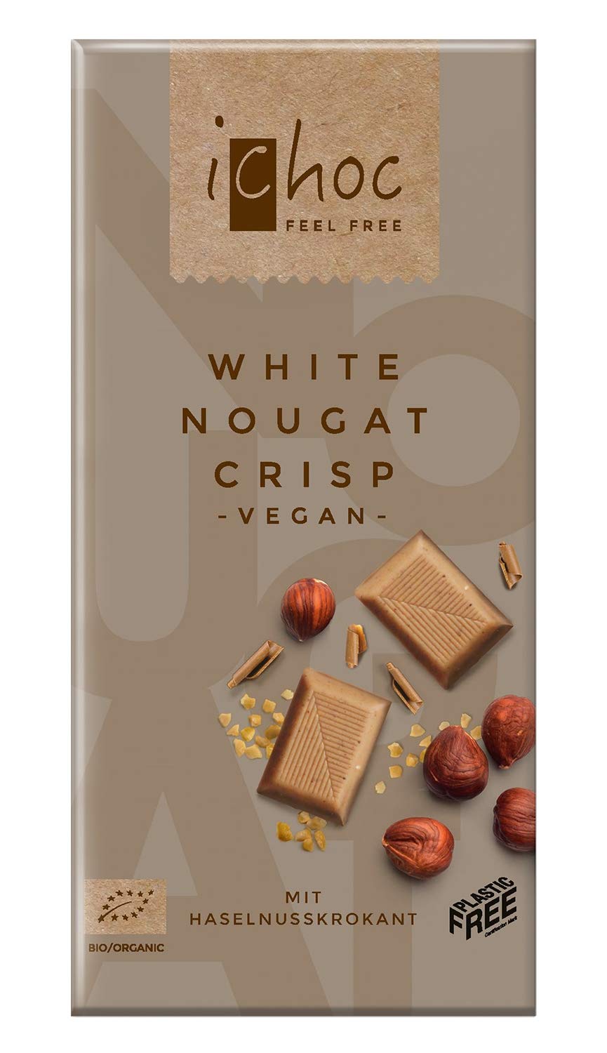 iChocWhite Nougat Crisp Chocolate vegan 80g x 10 (Pack of 10)Fairtrade InternationalFairtrade InternationalFairtrade InternationalFairtrade International