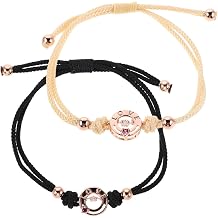 PRETYZOOM Touch Connection Technology Adjustable Couple Bracelets with Vibration Sensing for Romantic Milestone Woven Wristbands for Him and Her