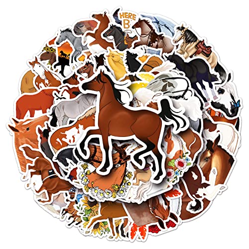 50 Pcs Horse Stickers Vinyl Waterproof Stickers 1.96-3.15 Inches Cute Horse Decals for Kids Teens Adults Boys & Girls Perfect for Water Bottles Laptops Scrapbooks
