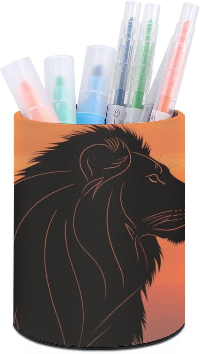 Office Lion Desk Organizer Pen Holder Round