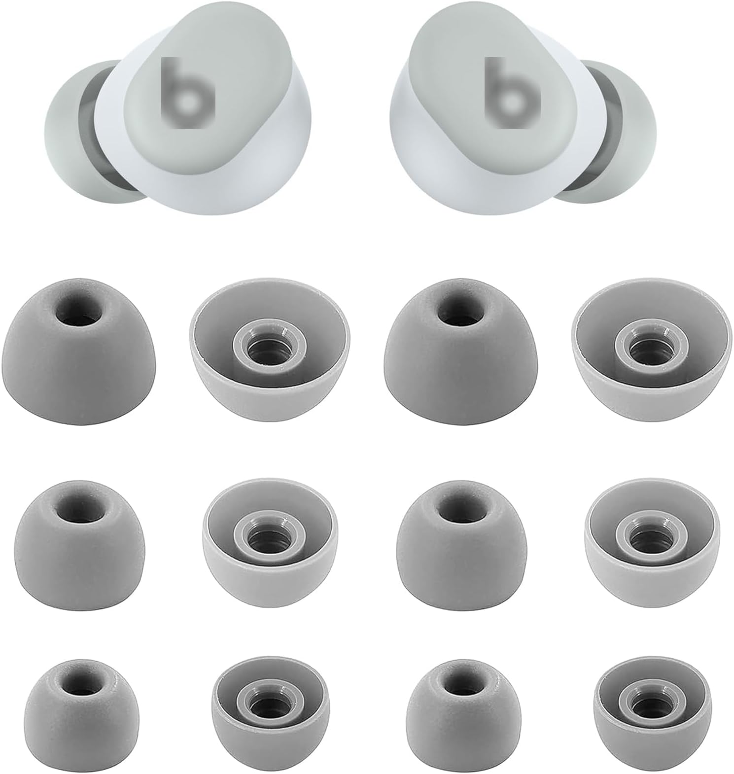 ALXCD Eartips Compatible with Beats Solo Buds, S/M/L 3 Sizes 6 Pairs Soft Silicon Earbuds Tips Replacement Ear Tips, Compatible with Beats Solo Buds 6 Pairs Storm Gray