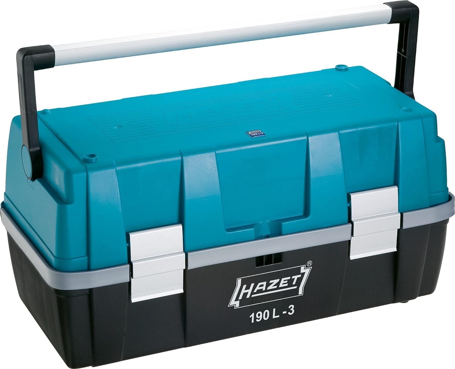 Hazet caja de herramientas de plástico 190L-3, vacía, 55 x 25 x 27 cm, caja de herramientas robusta y resistente para atornilladores de oficio y hobby