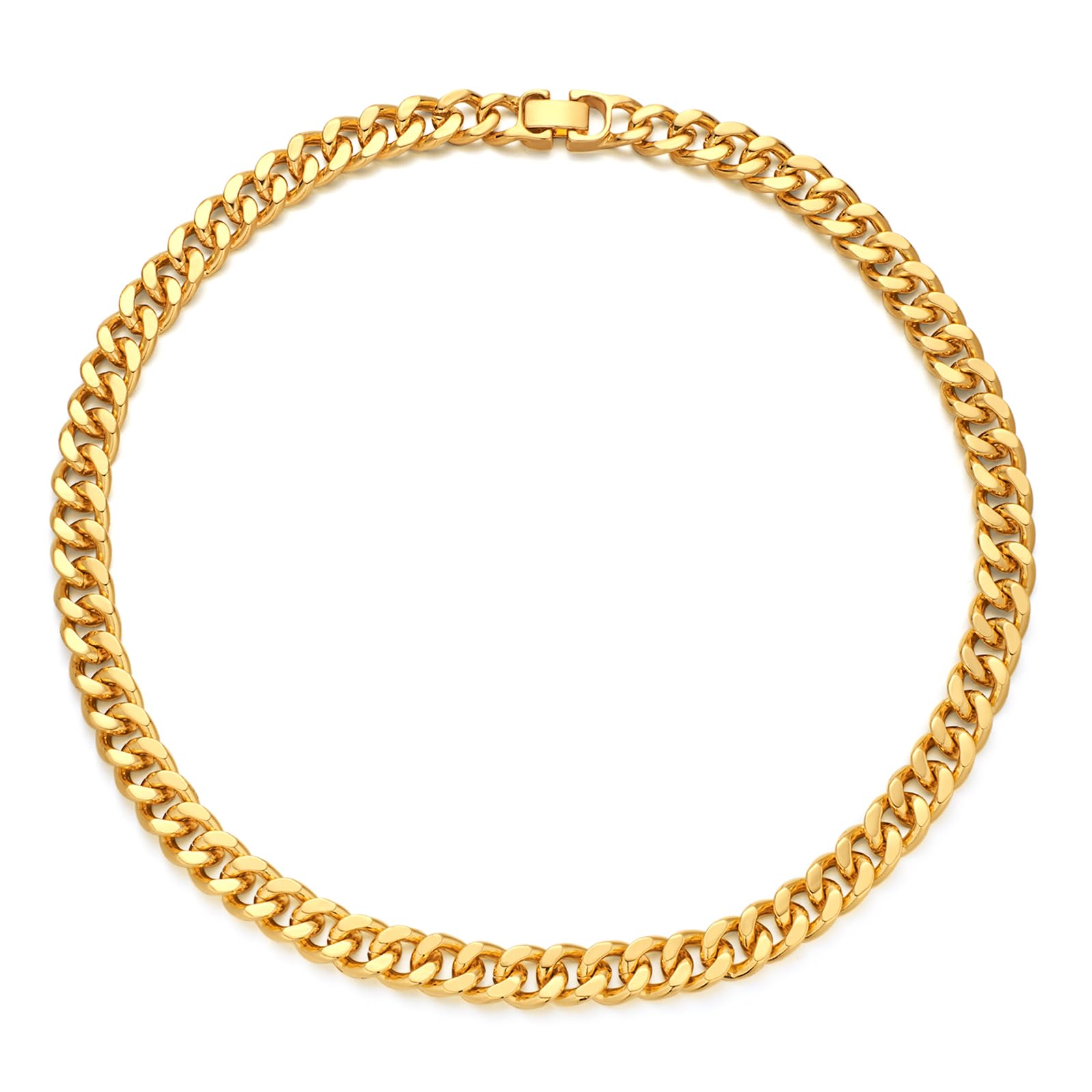 WOWORAMA Zwei-Ton Gold Silber Cuban Link Chain Halskette Choker Unisex Chunky Chain Choker Halskette für Frauen und Männer 18 Zoll