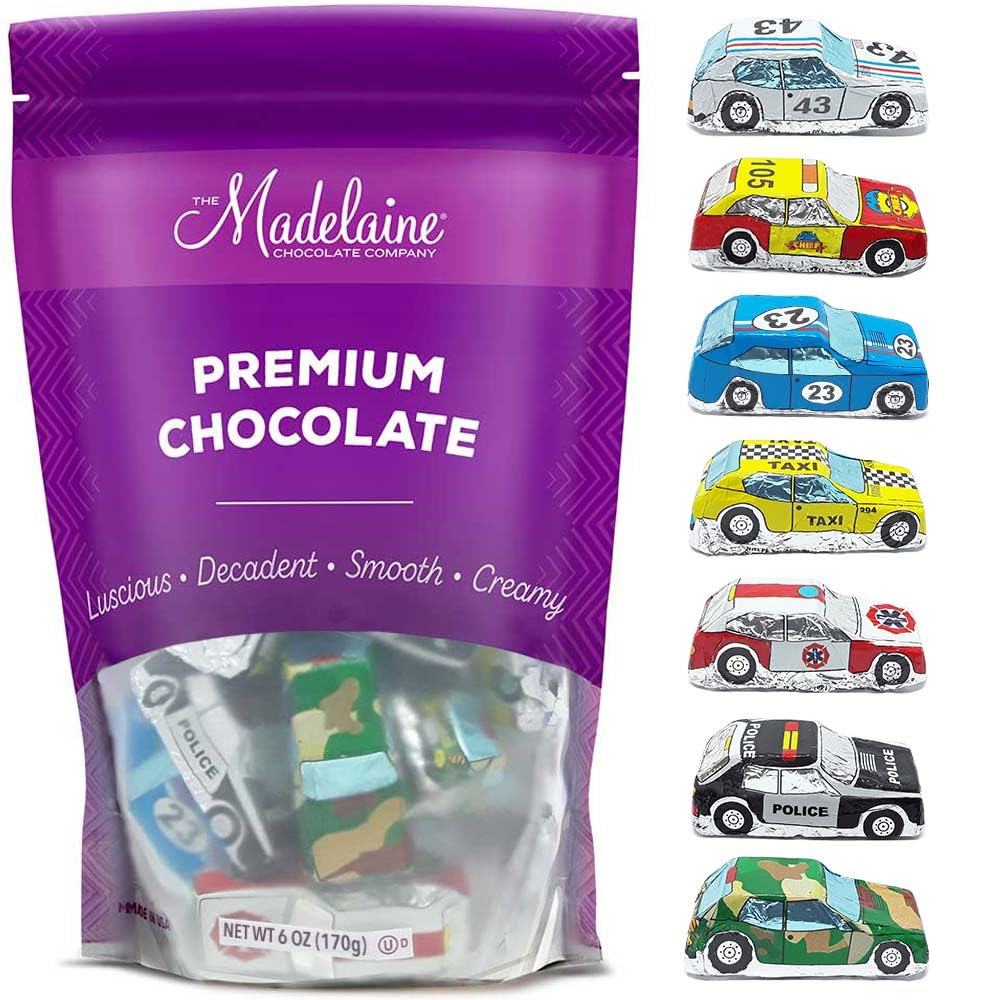 Madelaine Solid Premium Milk Chocolate Cars Wrapped In Italian Foil (Assorted Cars, 6 Oz)