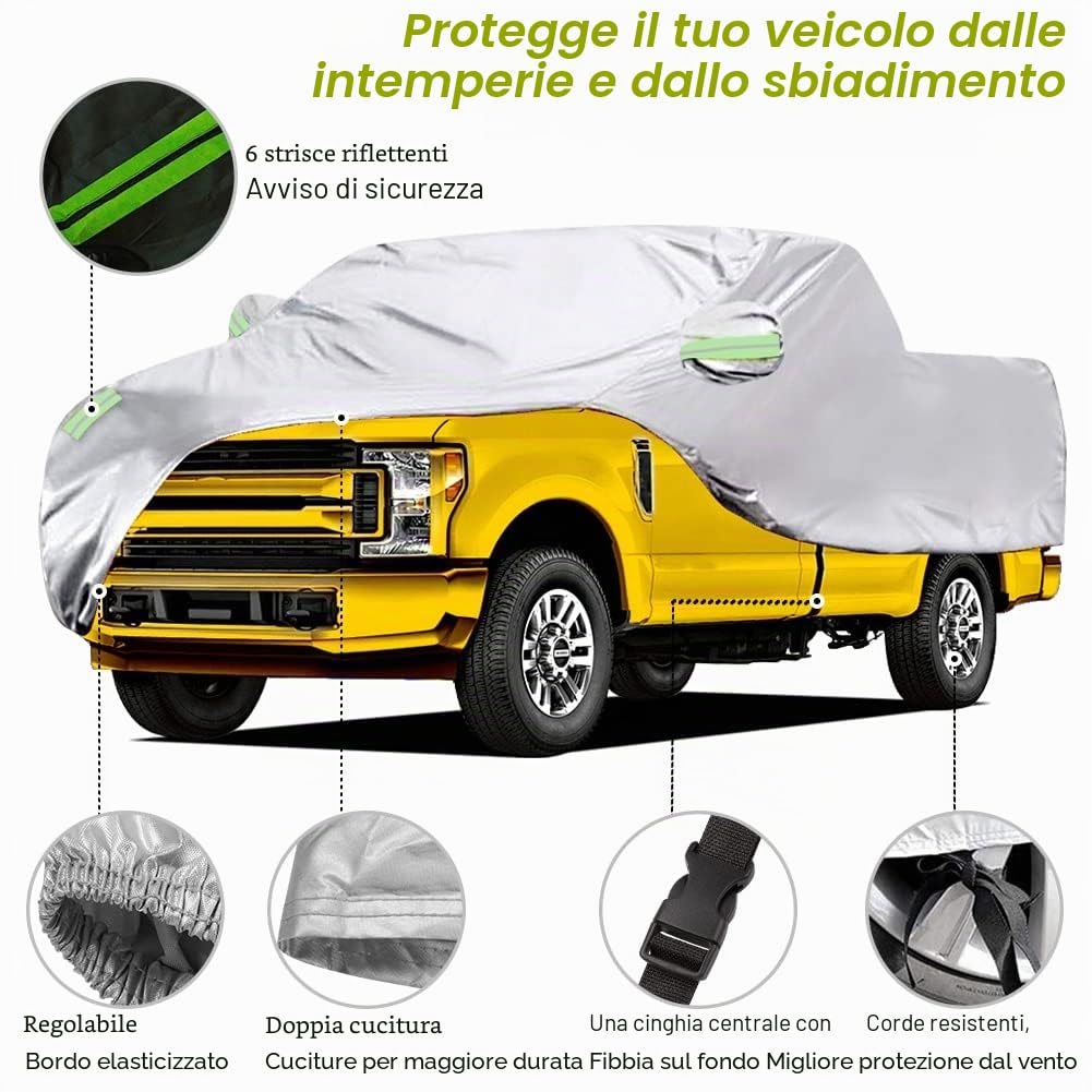 Blueshyhall Telo di copertura auto Pickup in tessuto per R-aptor F150, R-am, T-undra, 210T copertura auto impermeabile, copertura auto per interni ed esterni