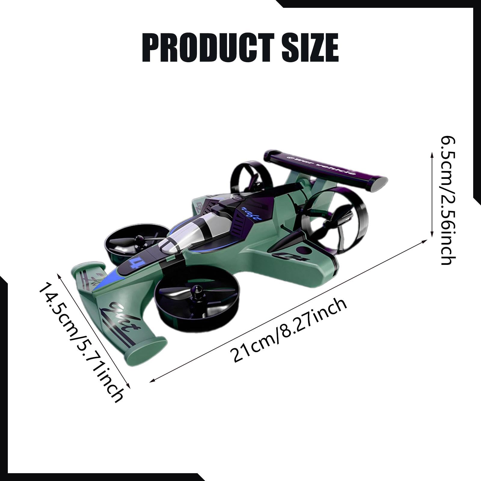 Avión Teledirigido RC Coche Volador Cuadricóptero Eléctrico con Control a Distancia Grados y Material PP Adecuado para Adultos, Verde