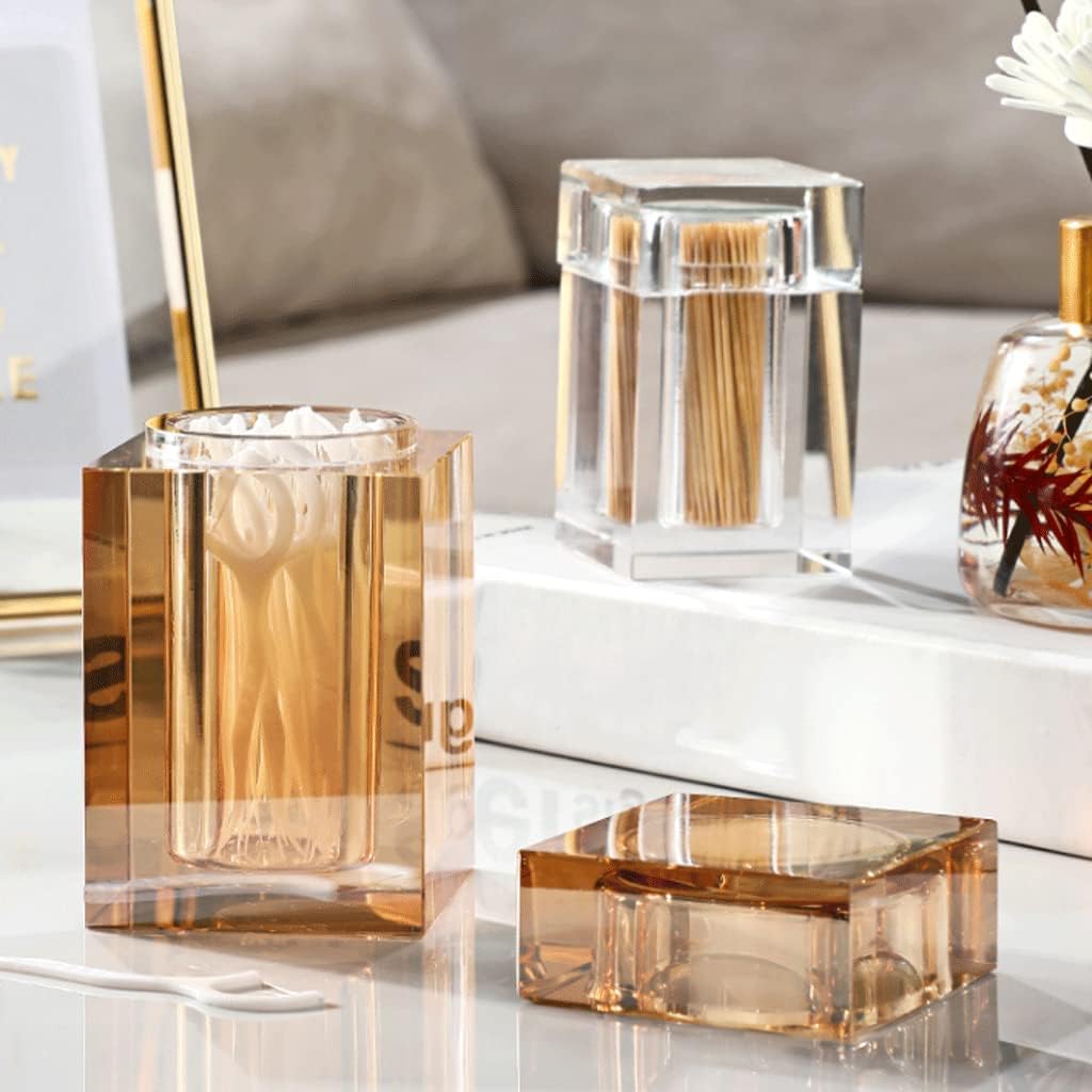 Fashion Glass Toothpick Holder with Lid Toothpick Dispenser Portable Toothpick Holder Dispenser for Kitchen Restaurant Decorative Chic