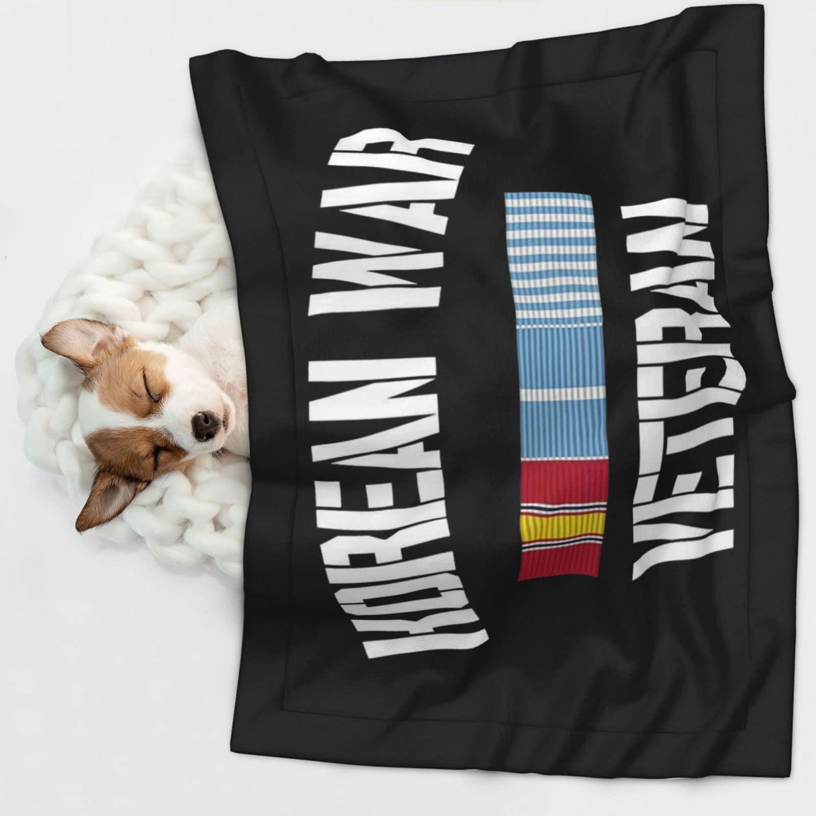 Korean War Veteran Pride Korea Service Ribbon Soft and Cozy Pet Blanket for Dogs and Cats - Versatile and Comfortable Medium