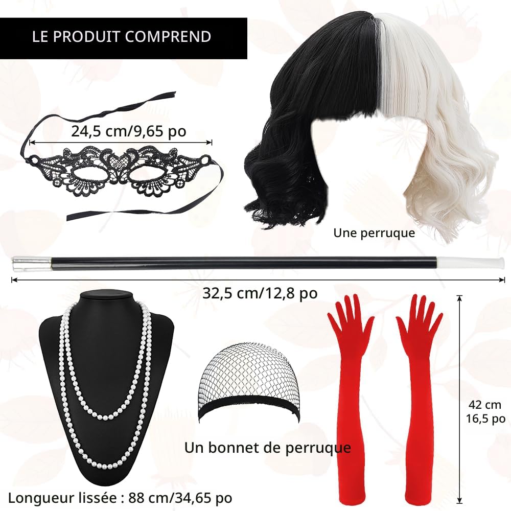 7 Pcs Perruque Femme Set, Perruques De Carnaval Pour Femmes, Ensemble