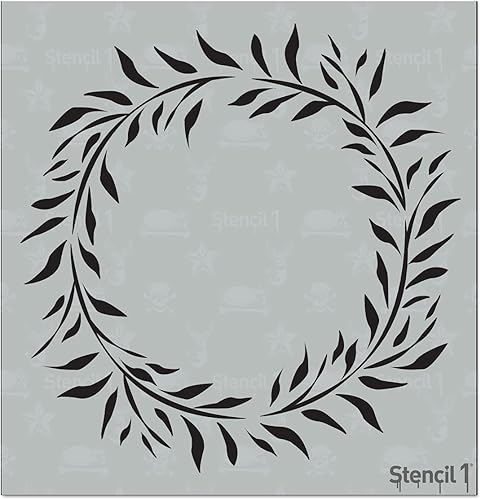 Stencil1 Plantilla de corona de eucalipto, regalo simple y rústico para jardín natural, pequeño para exteriores, ideal para vacaciones de invierno y