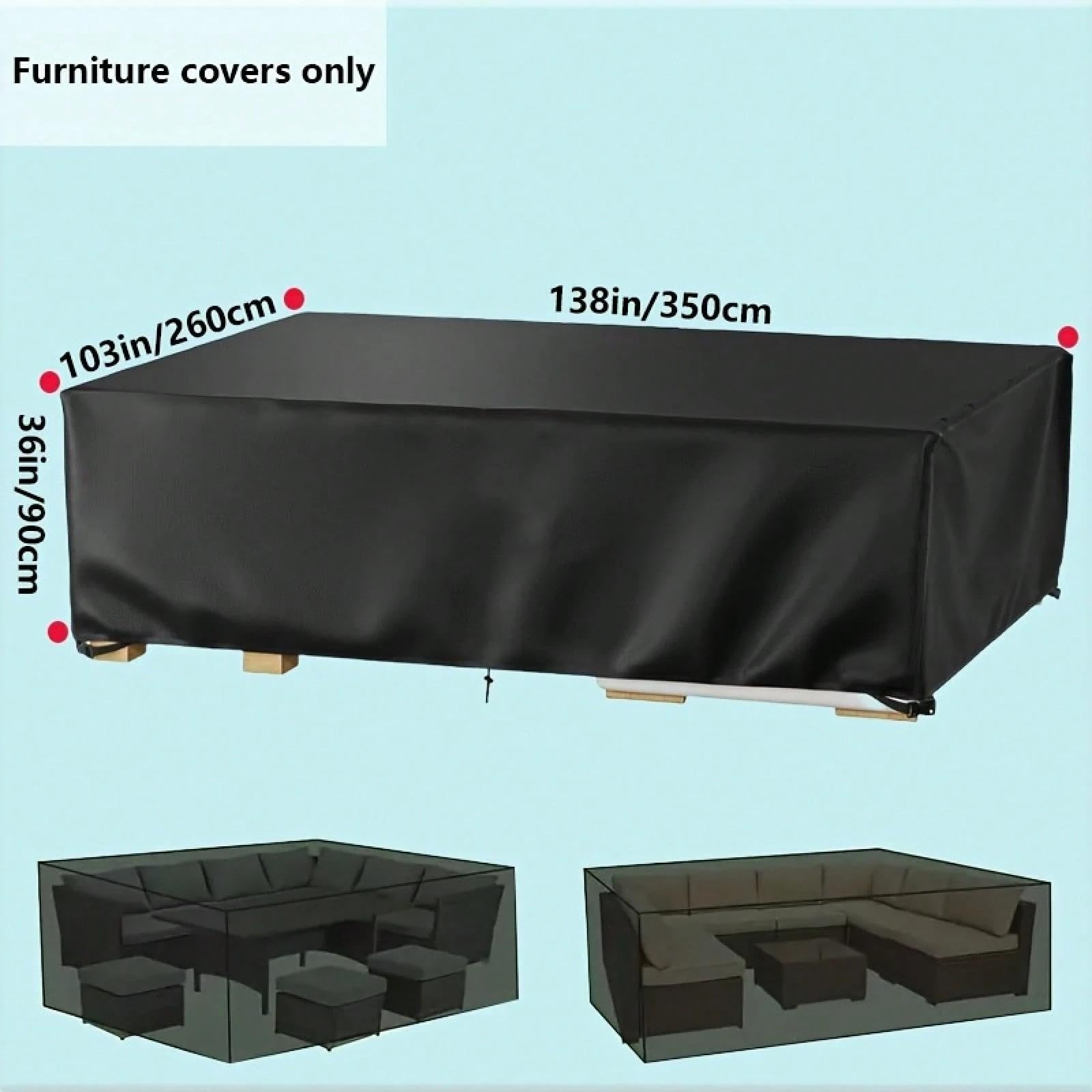 Schutzhüllen Für Gartenmöbel Wasserdicht UV-Beständiges 200x120x90cm Schwerlast 420D Oxford Gewebe Schutzhülle für Gartentisch Sitzgruppe