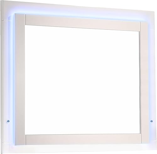 Coaster Felicity 374 x 46 Wood Mirror with LED Light in Glossy White