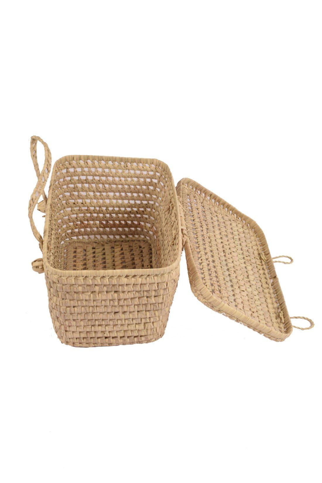 JARDIN202 - Cesta de Mimbre Picnic Multiusos – Cesta de Transporte de Mimbre Trenzado | 46 x 30 x 26 cm -