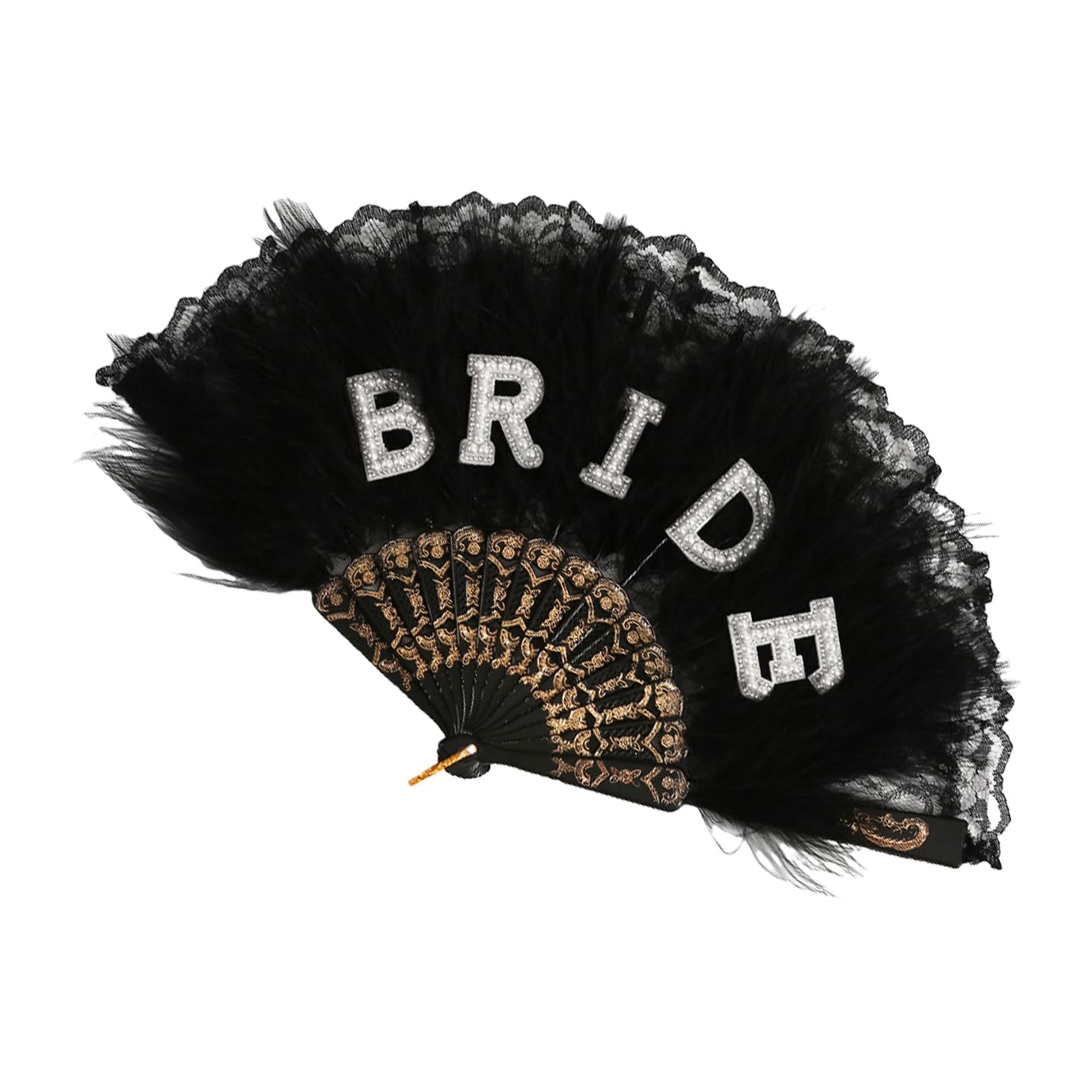 Buxuaaaa Bridal Feathered Lace Fan Elegant Cooling Accessory for Wedding Photography & Outdoor Ceremony Props Bridal Accessories