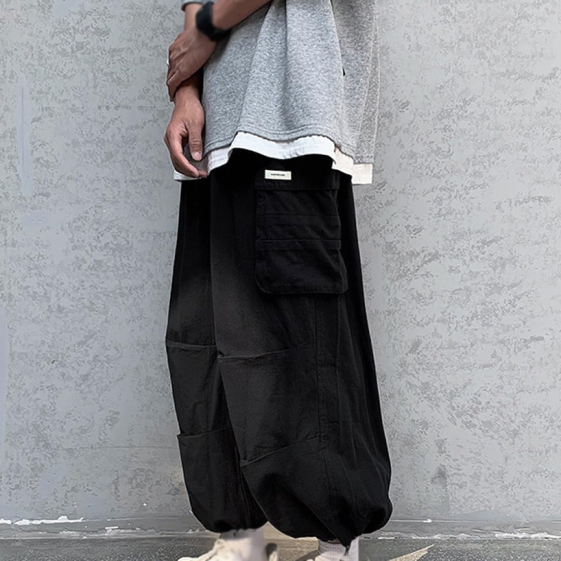 [lsjdln] カーゴパンツ メンズ ワイド ゆったり ワイドパンツ ミリタリー パンツ 太め バギーパンツ シンプル 無地 白