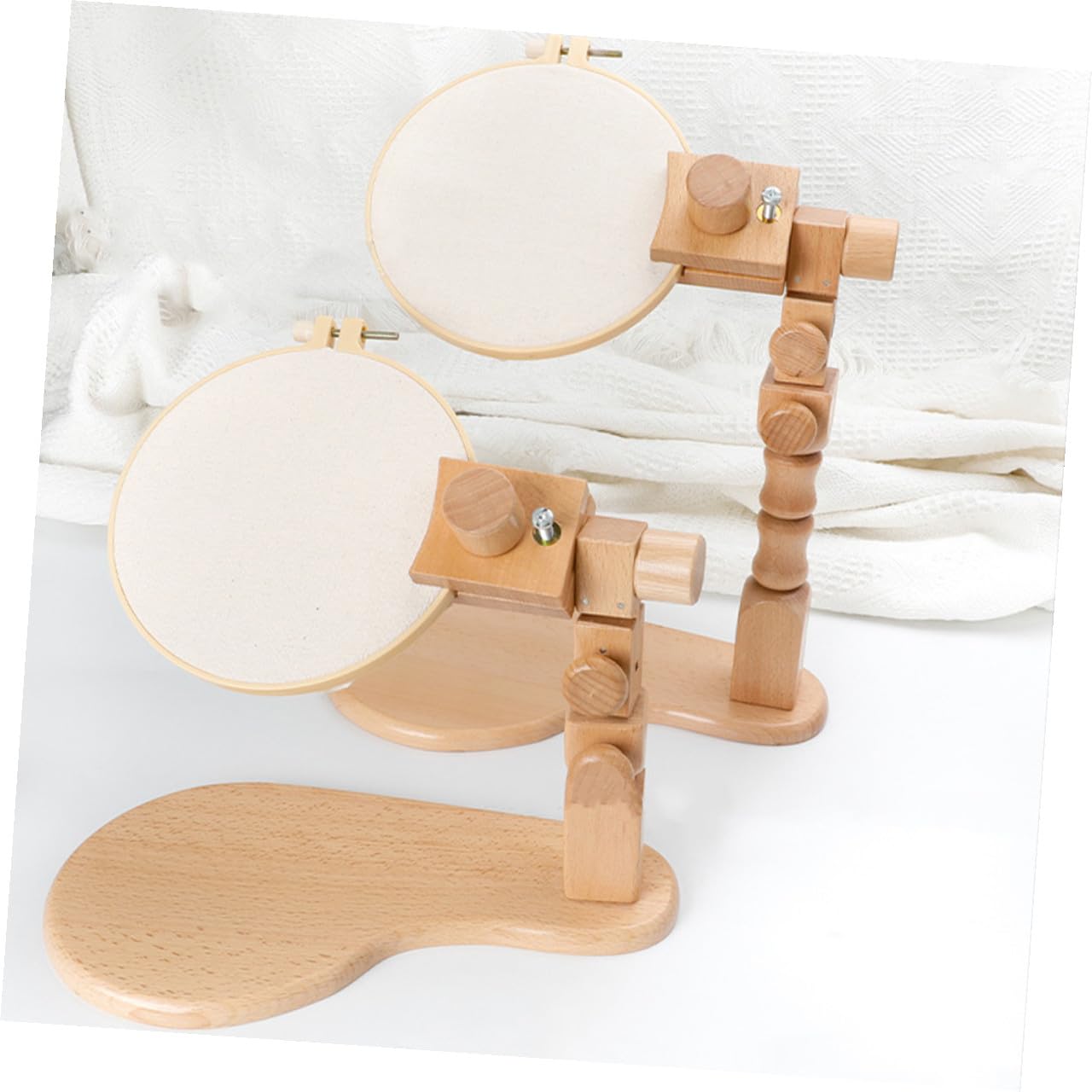 Homoyoyo Soporte de Regazo para Bordado Ajustable de Madera Maciza, Bastidor Pequeño de 20 Cm para Punto de Cruz, Uso Profesional y Manualidades, Kit para Costura en Mesa, Obsequio