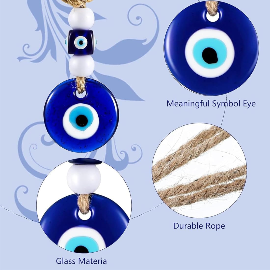 Türkisches Blaues Auge Amulett - 2 Stück Evil Eye Glücksbringer, 5cm Glas-Anhänger