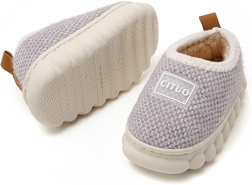 Miniatura 4 de WILLFUN Pantuflas de forro polar unisex para niños y niñas, zapatos cálidos de invierno para interiores y exteriores para niños pequeños