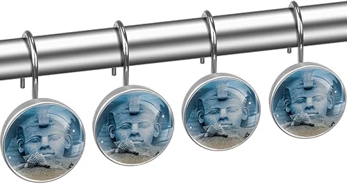 Miniatura 2 de Sphinx and Pyramids - Ganchos para cortina de ducha bajo el agua, resistentes al óxido, ganchos de ducha antideslizantes de metal para barra de