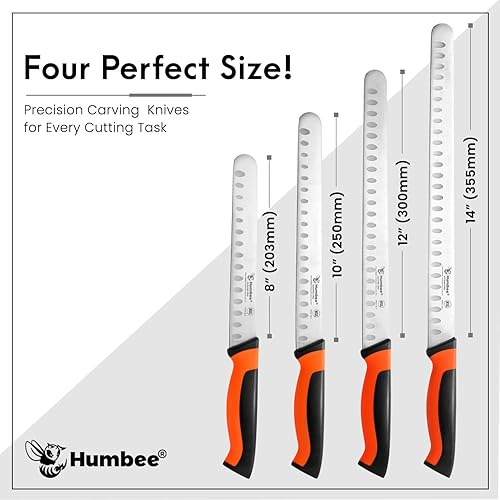 Miniatura 7 de Cuchillo de chef de 14 pulgadas con borde Granton para rebanar jamón y carne de pavo  Certificado NSF  Hoja de acero inoxidable alemán  Mango