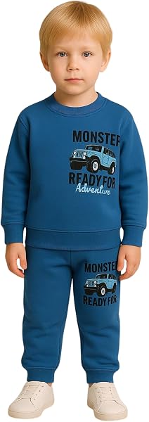 Survêtement Garçon 2–6 Ans Monster Ensemble 2 Pièces Coton Molleton Sweat-shirt Col Rond Manches Longues et Pantalon Jogging - 1