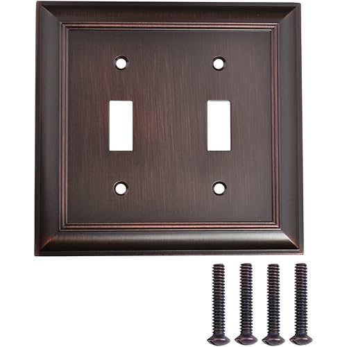 Amazon Basics Double Toggle Light Switch Wall Plate, Oil Rubbed Bronze, Set of 2