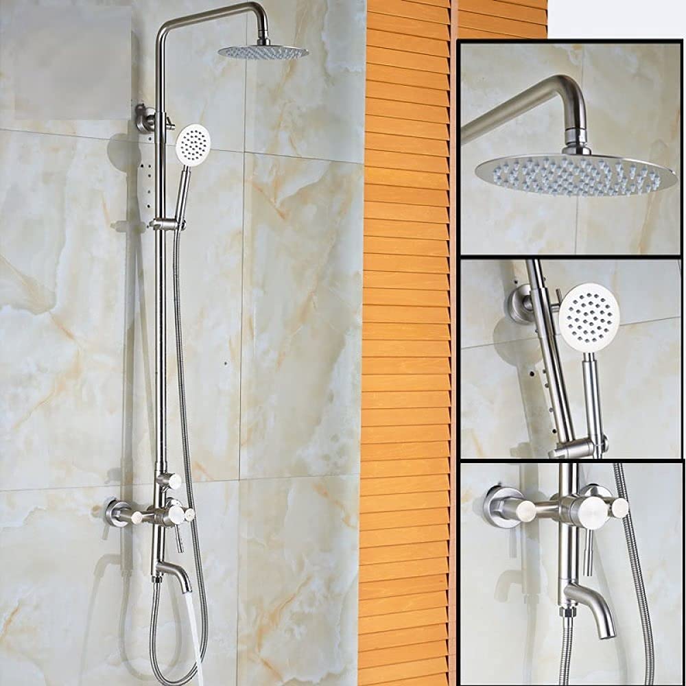 Système de douche nickel brossé haut de gamme à effet pluie pour salle de bain moderne