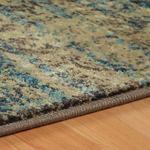 SUPERIOR Eddard Indoor Area Rug, Super Soft, Durable, Elegant, Vintage, Moroccan Pattern, Jute Backing, Blue Beige, 6' x 9' Runner