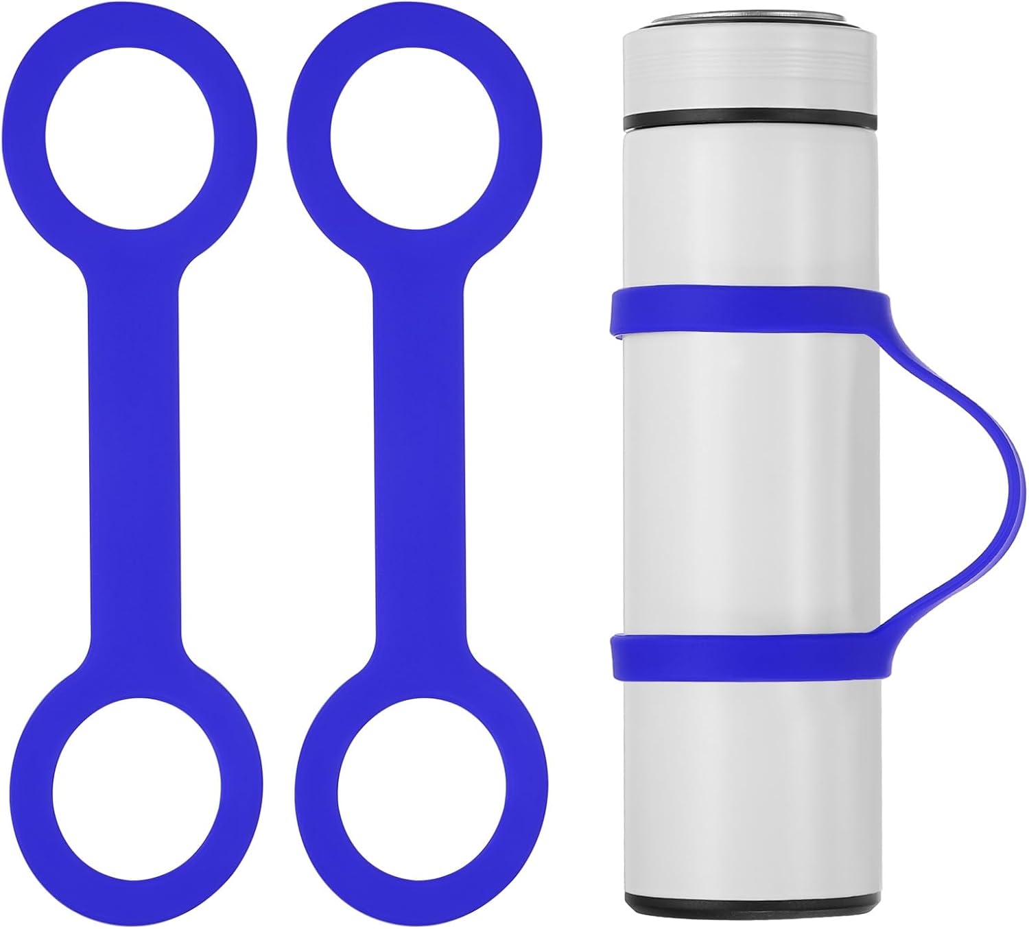 Water Bottle Carrier Grip, 2 Pcs Portable Soft Silicone Non-Slip Water Handle Grip Water Bottle Holder Strap for Outdoor Running Bike Gym Jogging Carrying, Blue