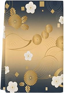 Yellow Flower Kitchen Towels Set of 1, Absorbent Microfiber Soft Dish Hand Tea Bath Towel, Japanese Style Floral Leaf Textured Quick Dry Cleaning Cloth Washclothes for Bathroom Hotel Spa Gym 18"x28"