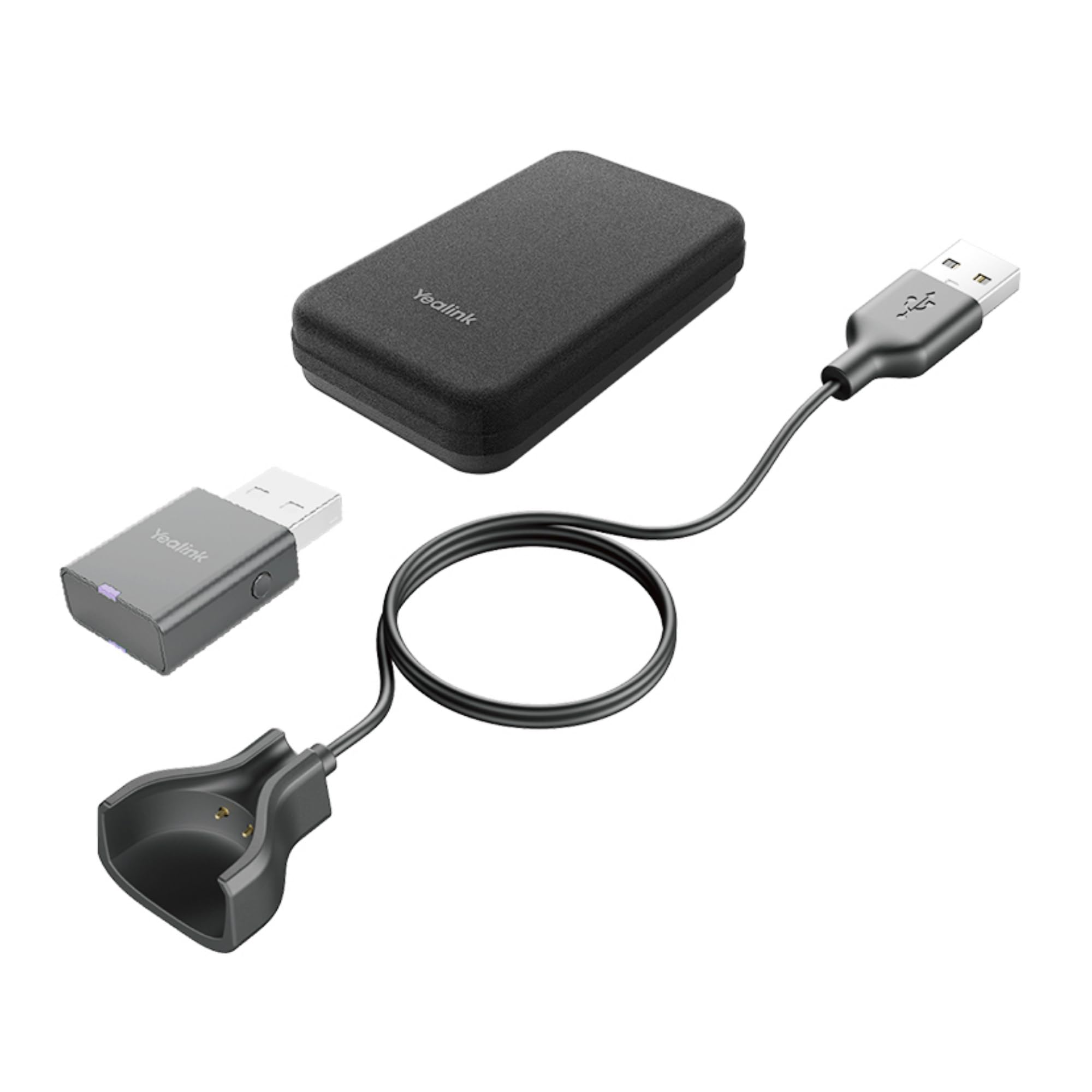 Yealink Portables Zubehör-Kit für WH63/67, Schwarz, mit Verbindungskabel, DECT-Dongle und Tragetasche