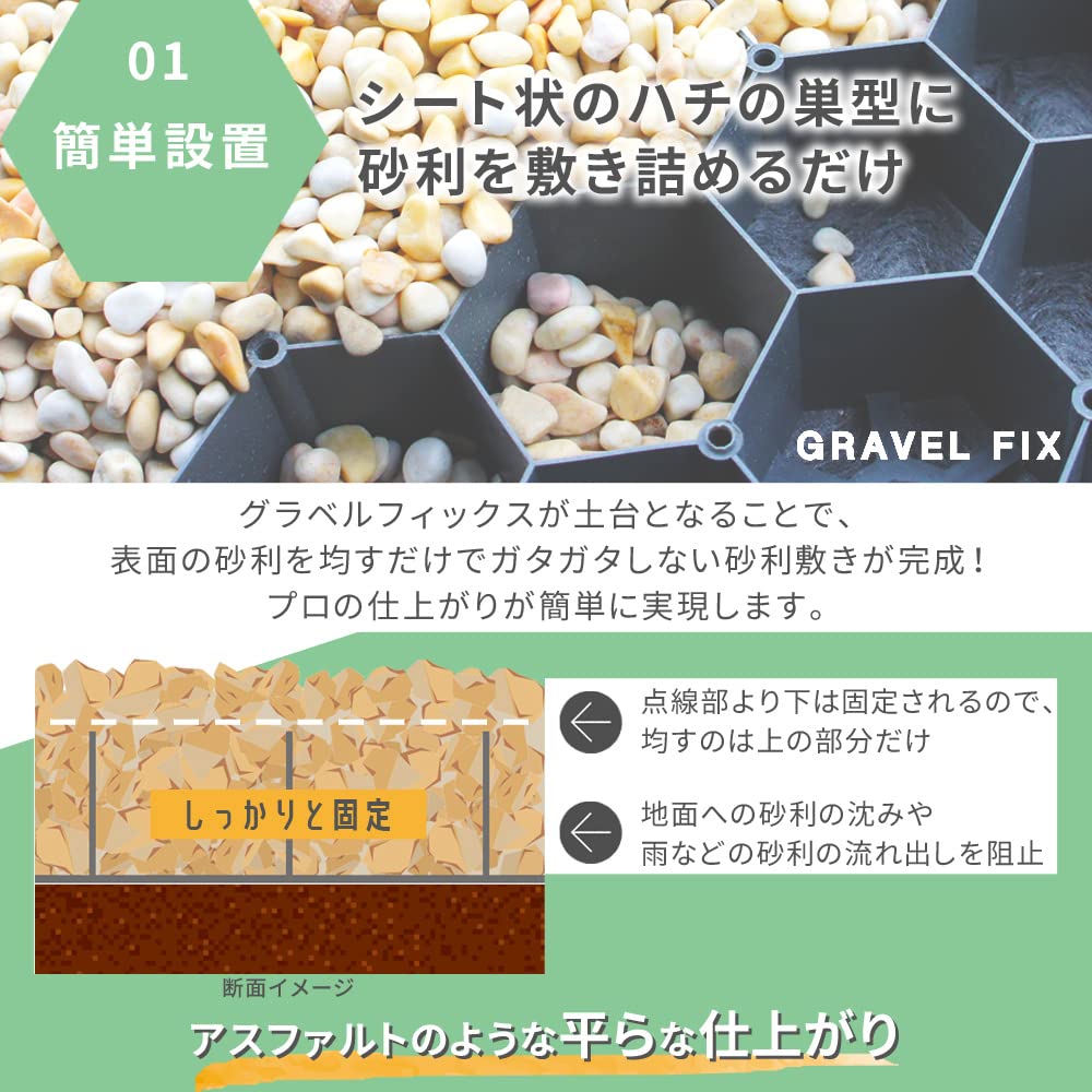 Amazon | [1枚/約0.9平米] 砂利保護材 グラベルフィックス 砂利地盤