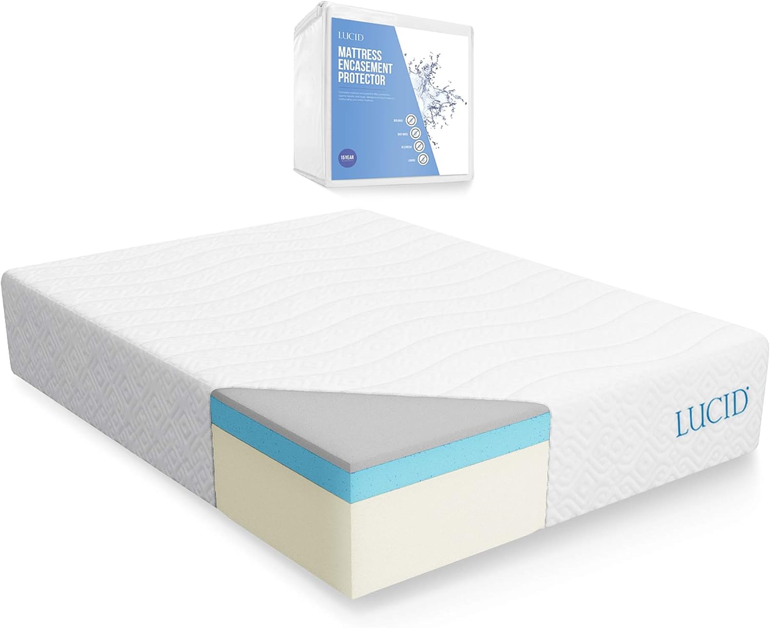 LUCID 14 Inch Plush Memory Foam Mattress Ventilated Gel