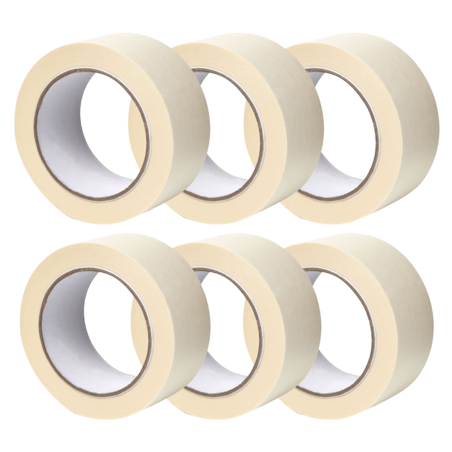 Gocableties Masking Tape, 50mm (2”) x 50m, Cream Painters Tape for Painting, Decorating and DIY, 6 Rolls