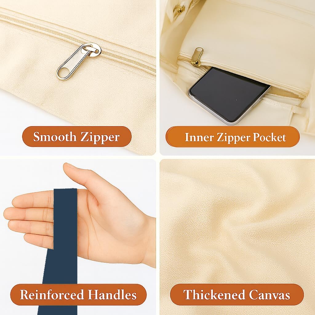 Aesthetic Canvas Tote Bag for Women – Minimalist Open-Top Design, Perfect for Books, Daily Errands and Gifting. - Image 2