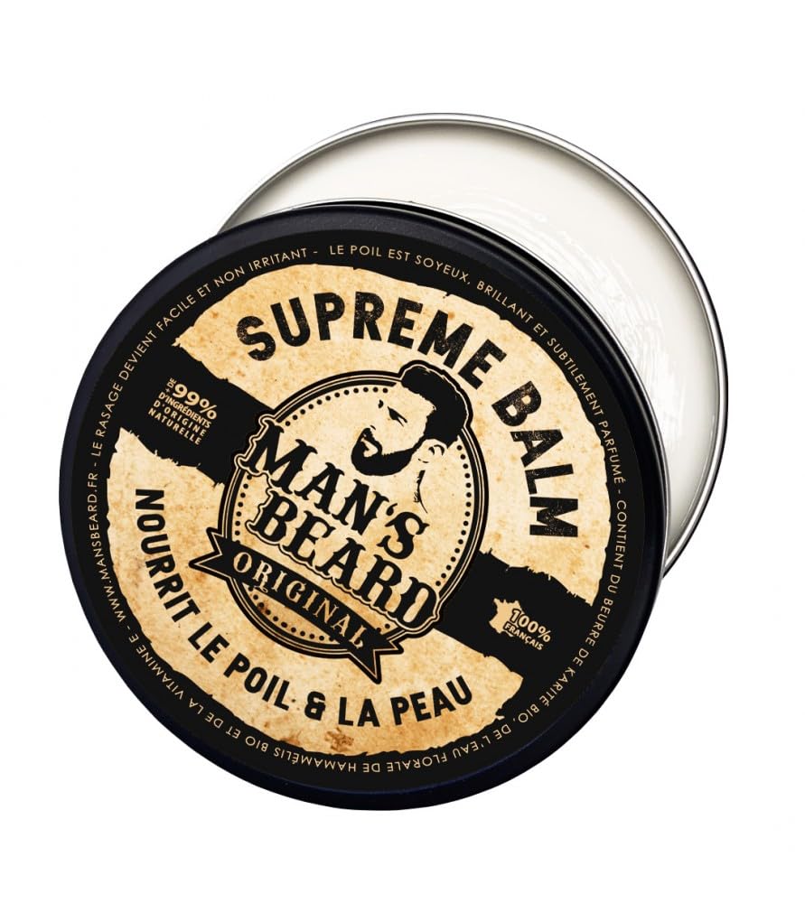 Man 's Beard – Exquisito bálsamo para barba - Fabricado en Francia – Suaviza y protege la barba y la piel – 90 ML – Aroma: almizcle
