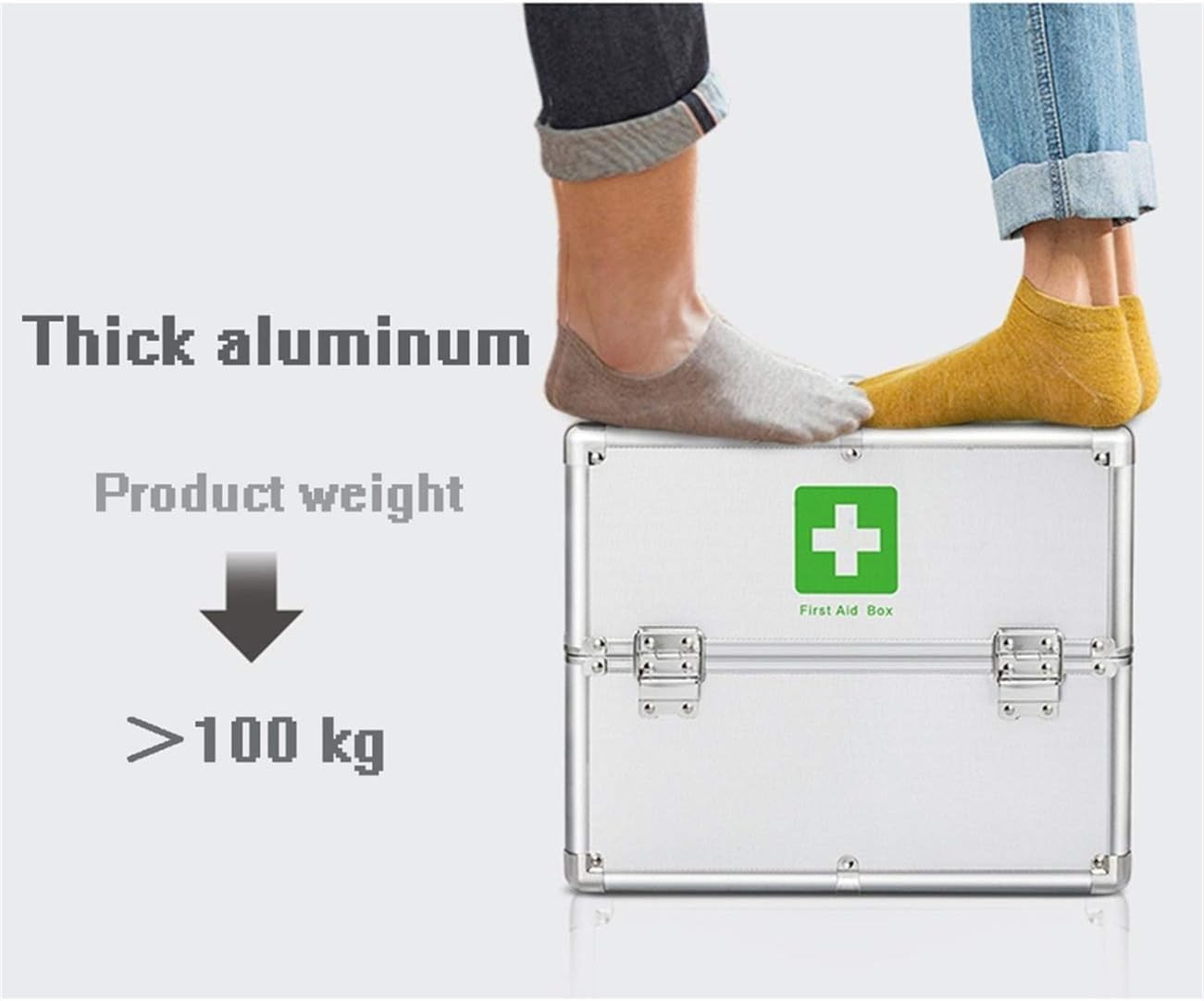 Family First Aid Box,Portable Medicine Chest Storage,First Aid Kit Lockable Medicine Cabinets Medication Box Organizer Emergency Medicine Storage Case Aluminum Medical Chest 28X21.5X23.5cm - Image 4