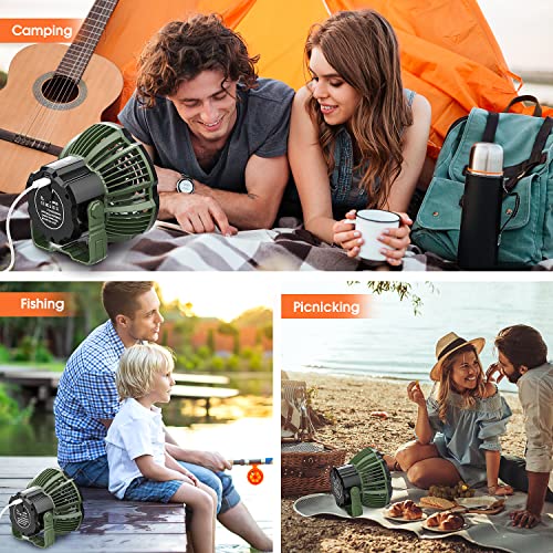 7800Mah Camping Fan With Led Lantern, Portable Fan With Remote Control, Power Bank, Battery Operated Usb Rechargeable Fan, 180°Head Rotation Outdoor Battery Powered Fan For Outdoor, Indoor, Office #TOP5